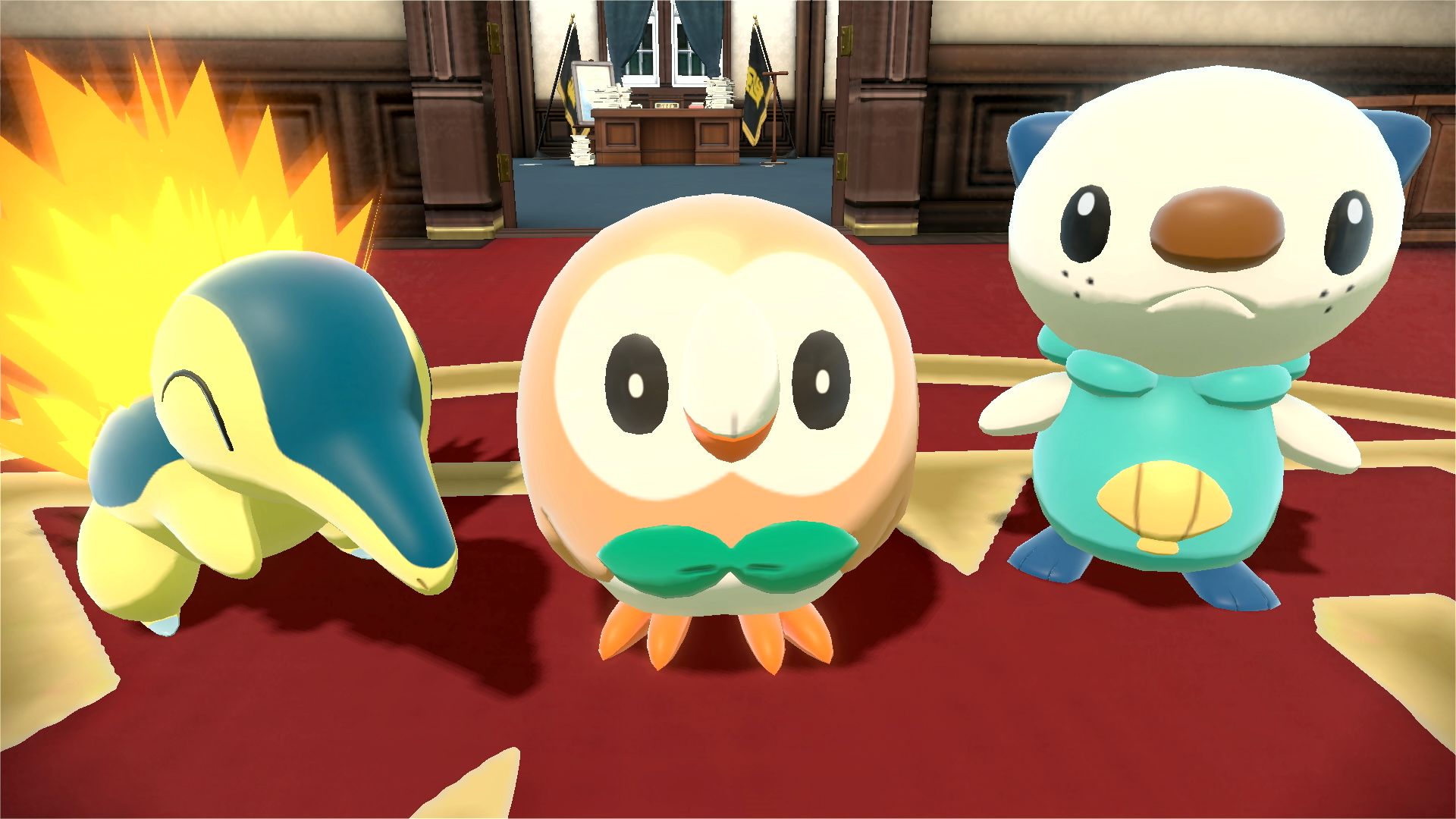 Pokémon Legends Arceus starter pokemon: Cyndaquil, Oshawott, and Rowlet