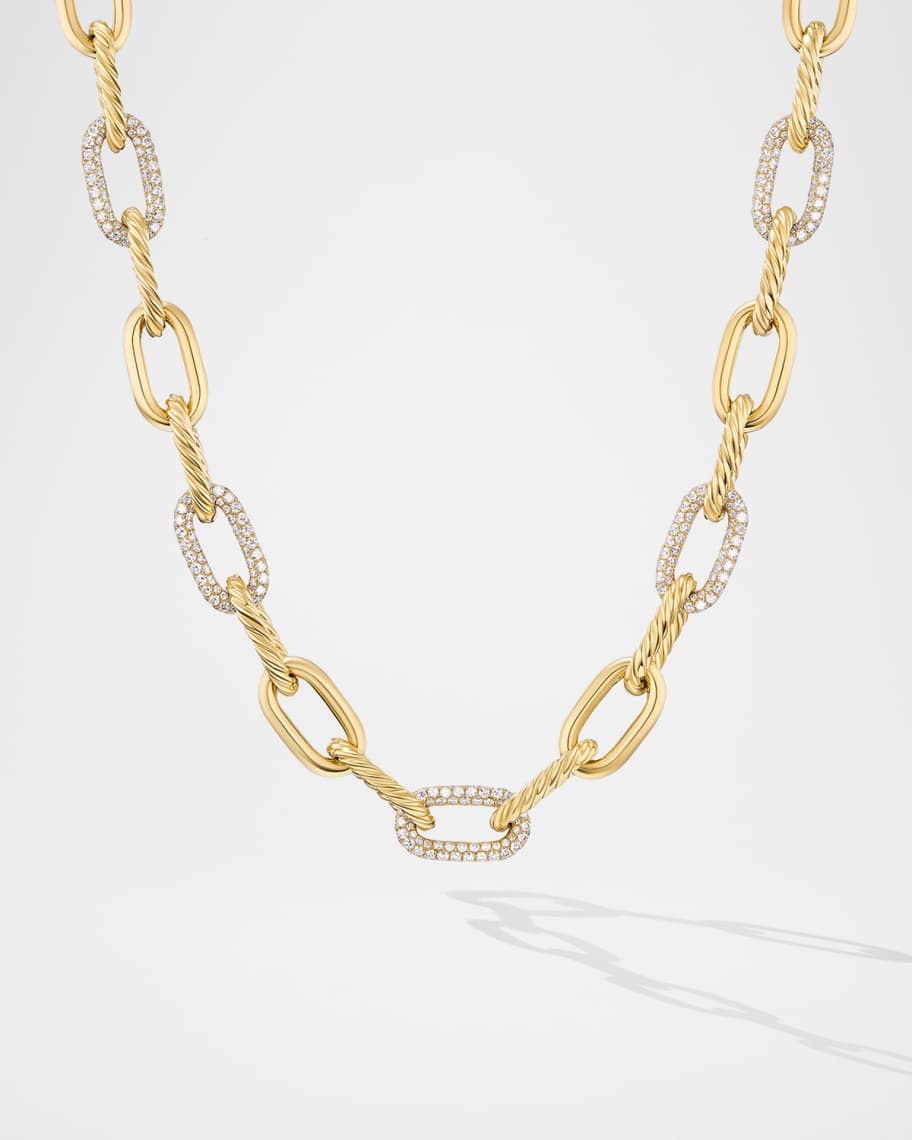 Madison Chain Necklace With Diamonds in 18k Gold, 11mm, 18.5"l