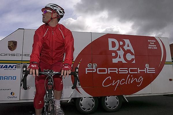 No more stormy weather please: Drapac Porsche's Rhys Pollock looks to see if there is anymore bad weather ahead after the re-start at Gretna Green.