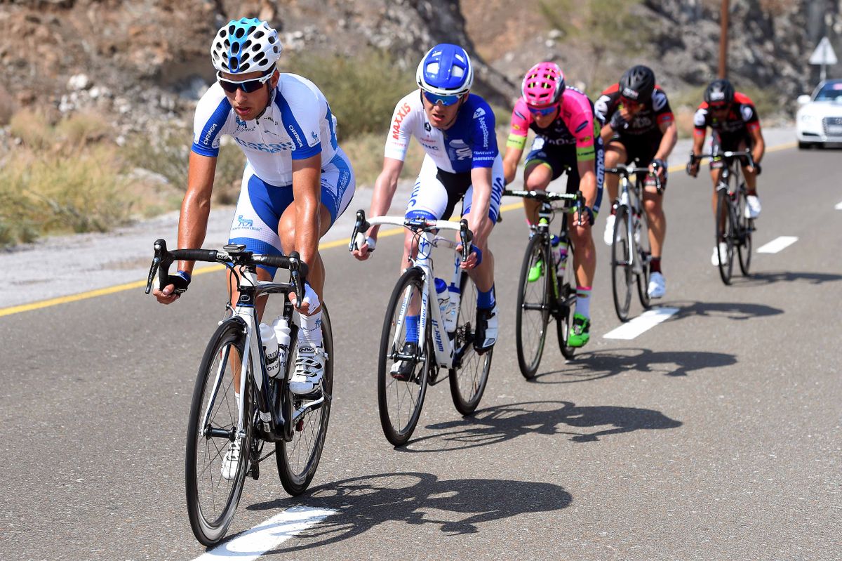 Marijn Verschoor (Novo Nordisk) leads Alessandro Bazzana (UHC) in the breakaway