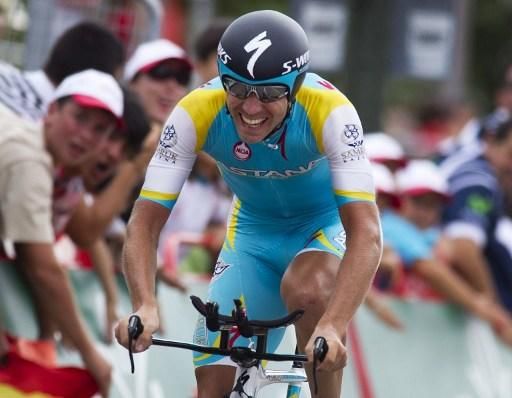 Fredrik Kessiakoff (Astana) beat Alberto Contador in Pontevedra.