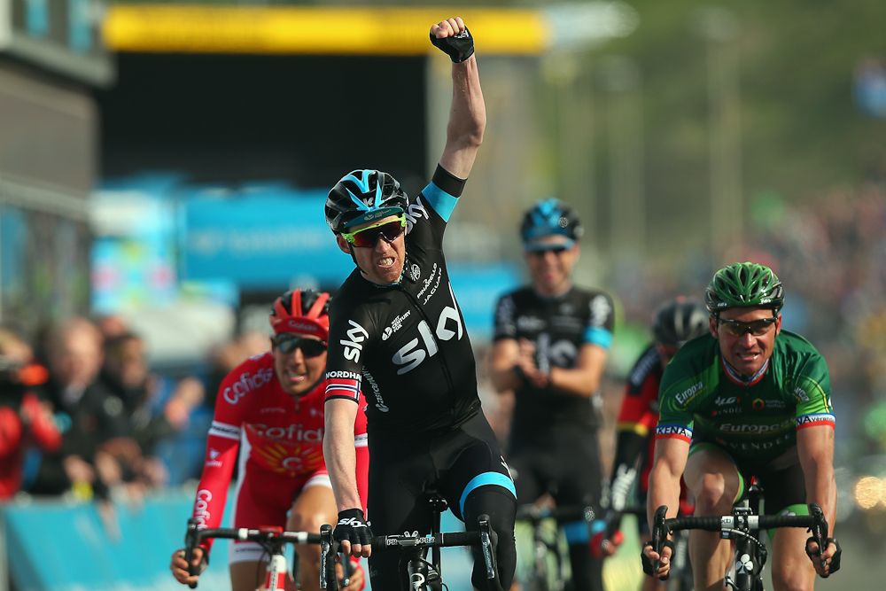 Lars-Petter Nordhaug of Norway and Team SKY celebrates winnning stage one of the Tour de Yorkshire