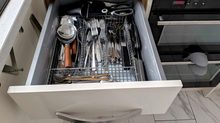 Cutlery drawer open