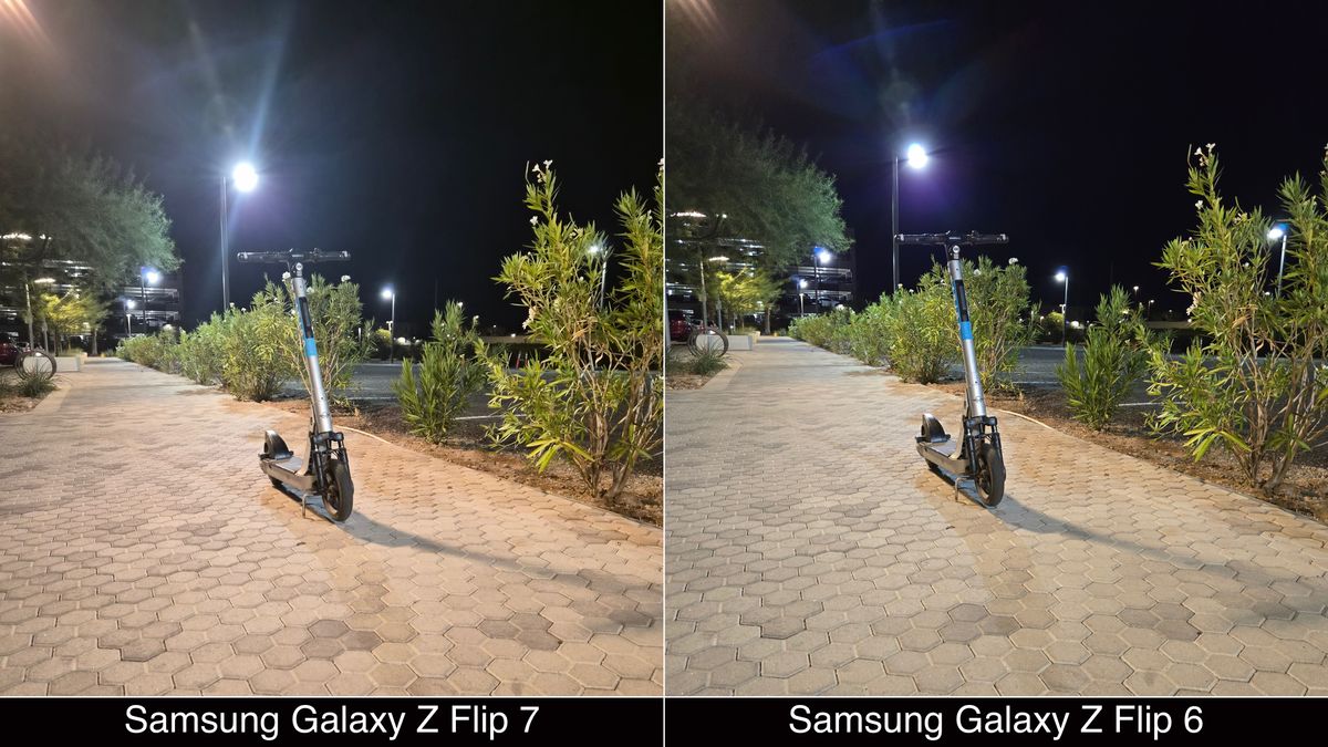 Low-light camera comparisons shot on the Galaxy Z Flip 7 and Galaxy Z Flip 6.