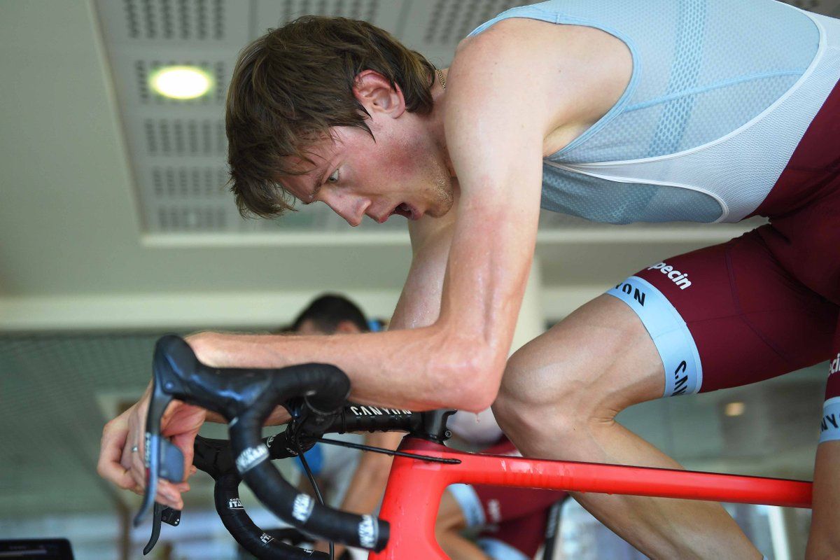 Ilnur Zakarin does a test indoors