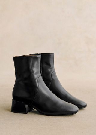 Paulette Low Boots - Glossy Black - Bovine Leather - Sézane