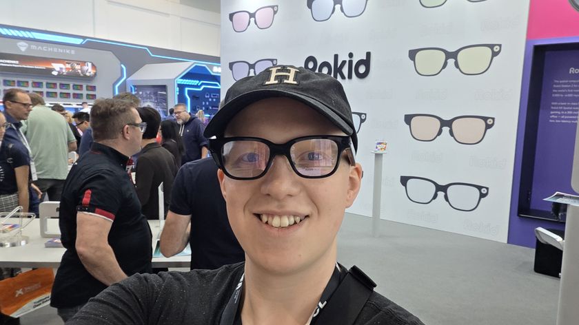 Hamish wearing the Rokid Glasses