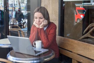 sad woman, depressed woman, laptop