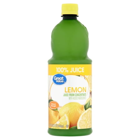 Great Value Lemon 100% Juice, 32 Fl Oz