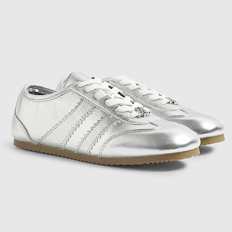 River Island high street ookalike for the metallic silver adidas tokyo trainers