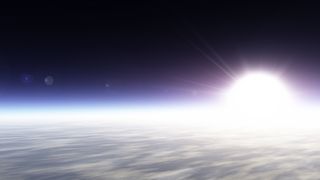 Atmospheric space shot with sunrise