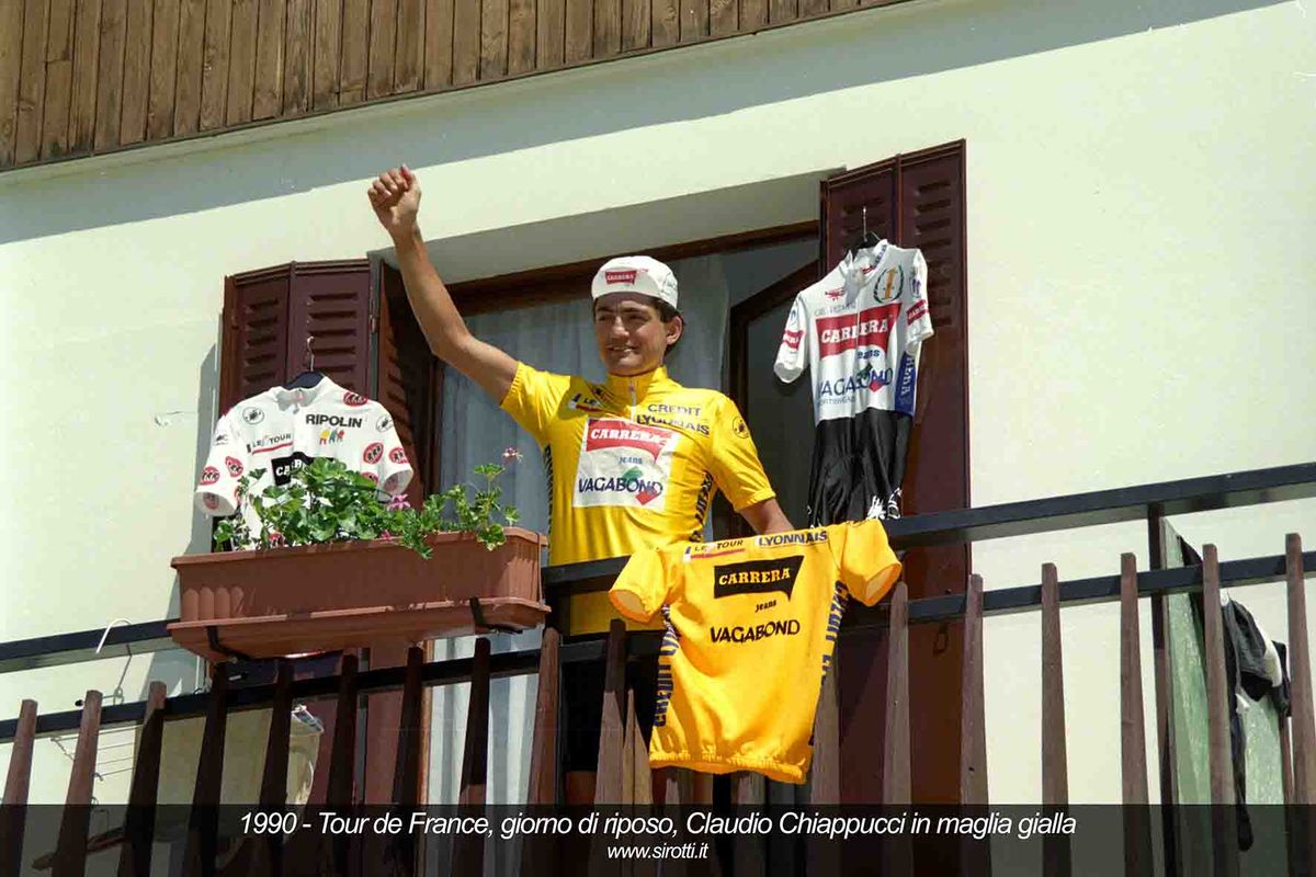 Claudio Chiappucci in yellow at the 1990 Tour de France