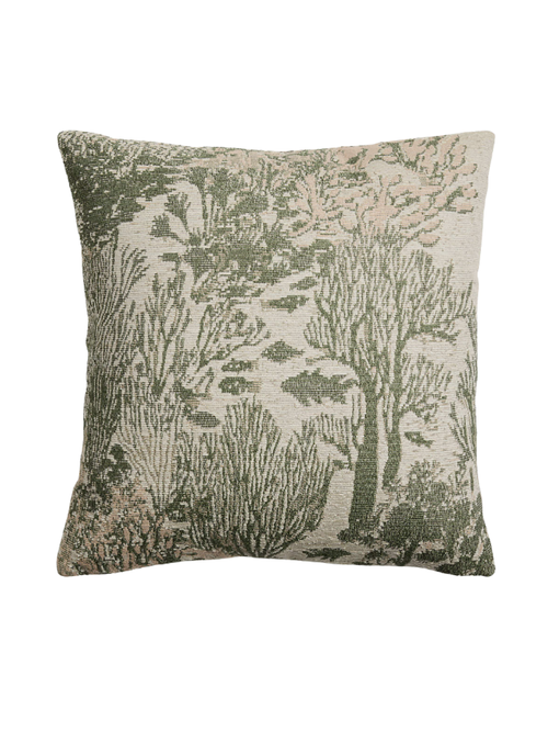 Coral Jacquard 20"x20" Fern Green Outdoor Throw Pillow