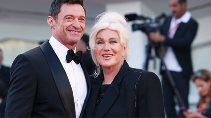 Australian actor Hugh Jackman and his wife Australian director Deborra-Lee Furness attend "The Son" red carpet at the 79th Venice International Film Festival on September 07, 2022 in Venice, Italy