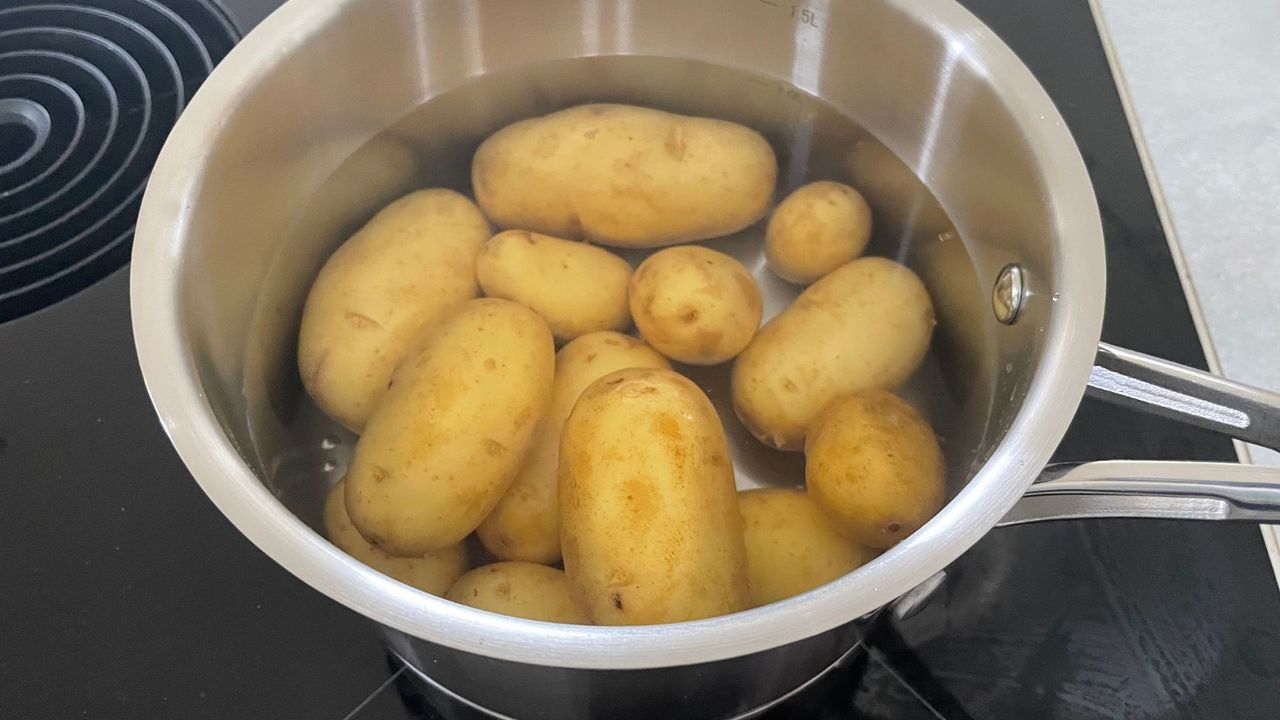 Boiled potatoes in the saucepan from the Zwilling Passion Stainless Steel Pot Set