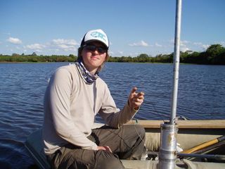 Researchers including John Francis Carson (shown here) examined sediment cores from Laguna Oricore in the Amazon of northeastern Bolivia.