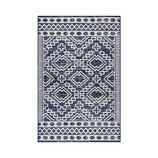 Wayfair navy blue patterned geometric outdoor rug
