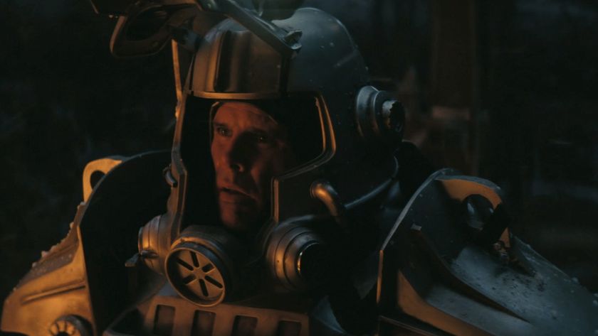 Cooper Howard (Walton Goggins) looks on while in the midst of war on Fallout.