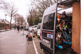 Andrew Juiliano - Living that pro cycling dream, one rental van roller session at a time. Maldegem, Belgium