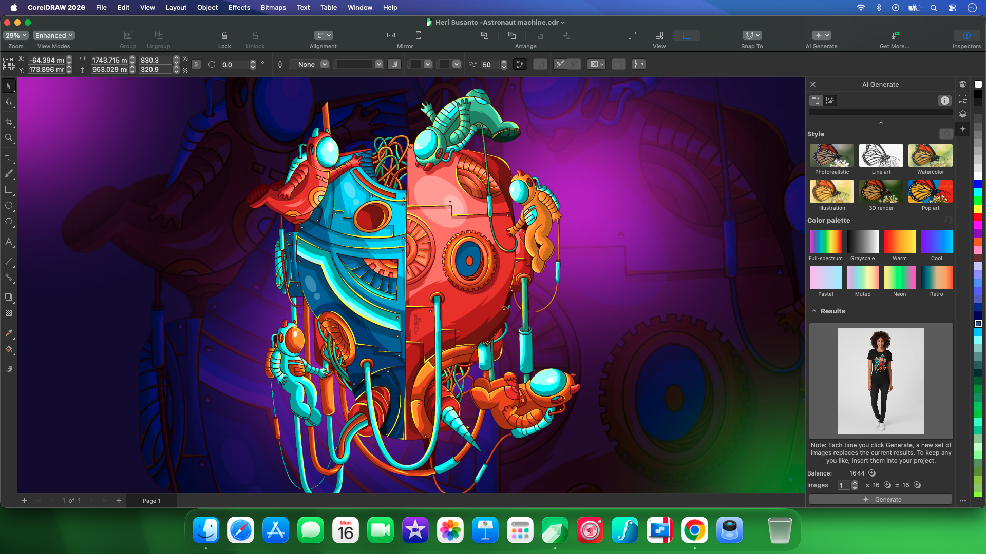 A colourful illustration inside CorelDRAW