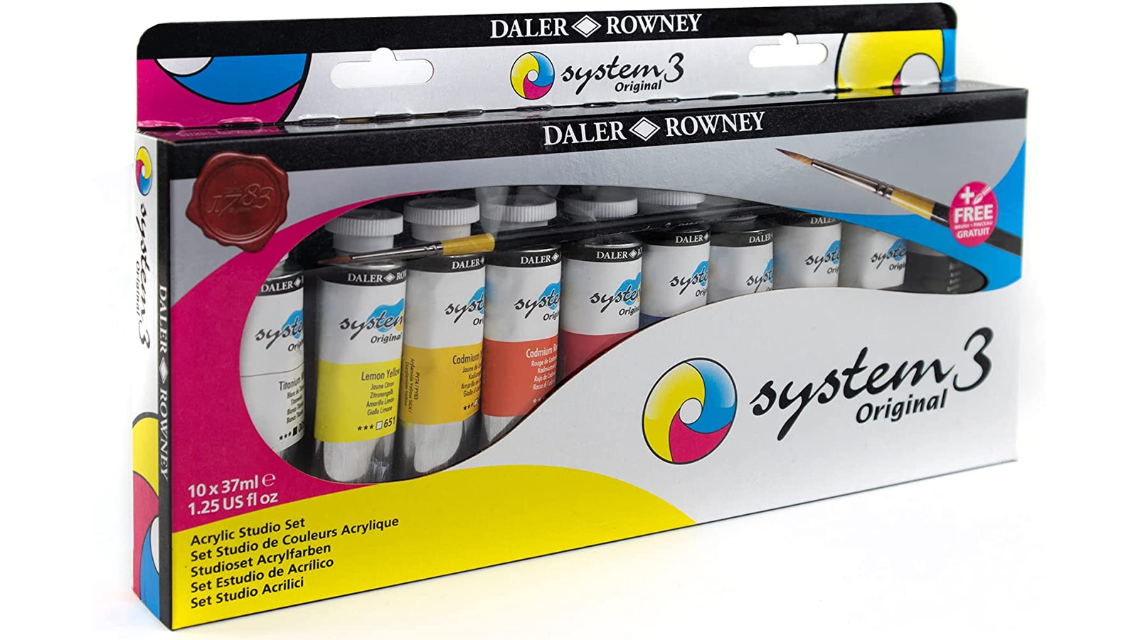 A set of Daler Rowney System 3 acrylic paints