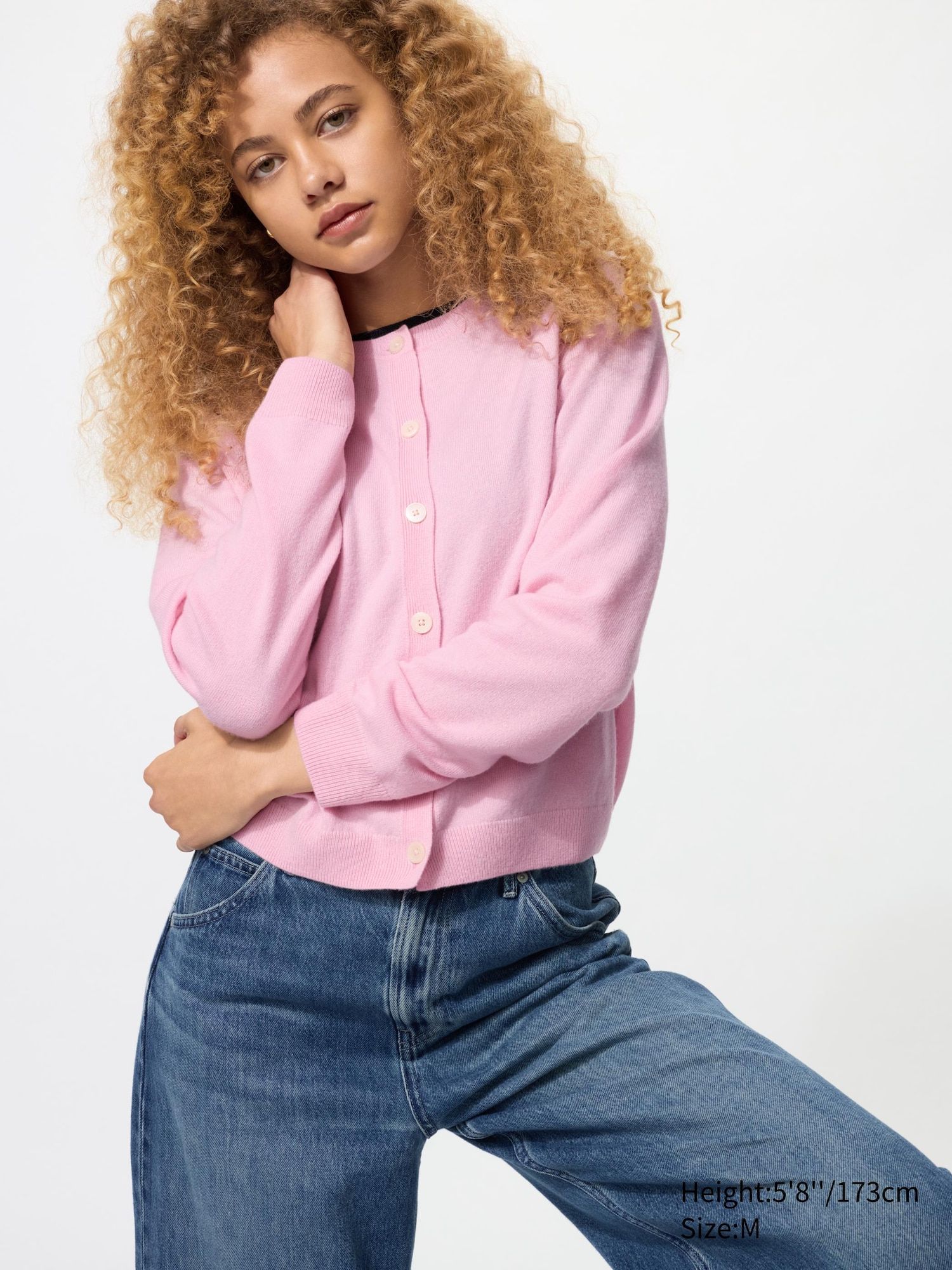 100% Cashmere Crew Neck Short Cardigan