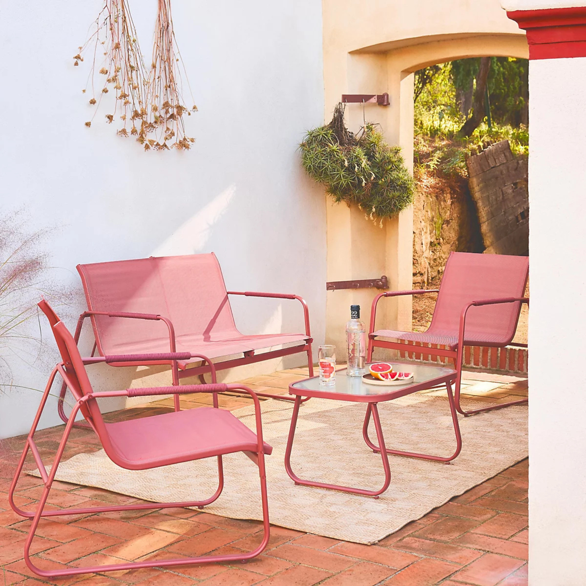 sweeek - 4-seater steel garden sofa set Noto terracotta 