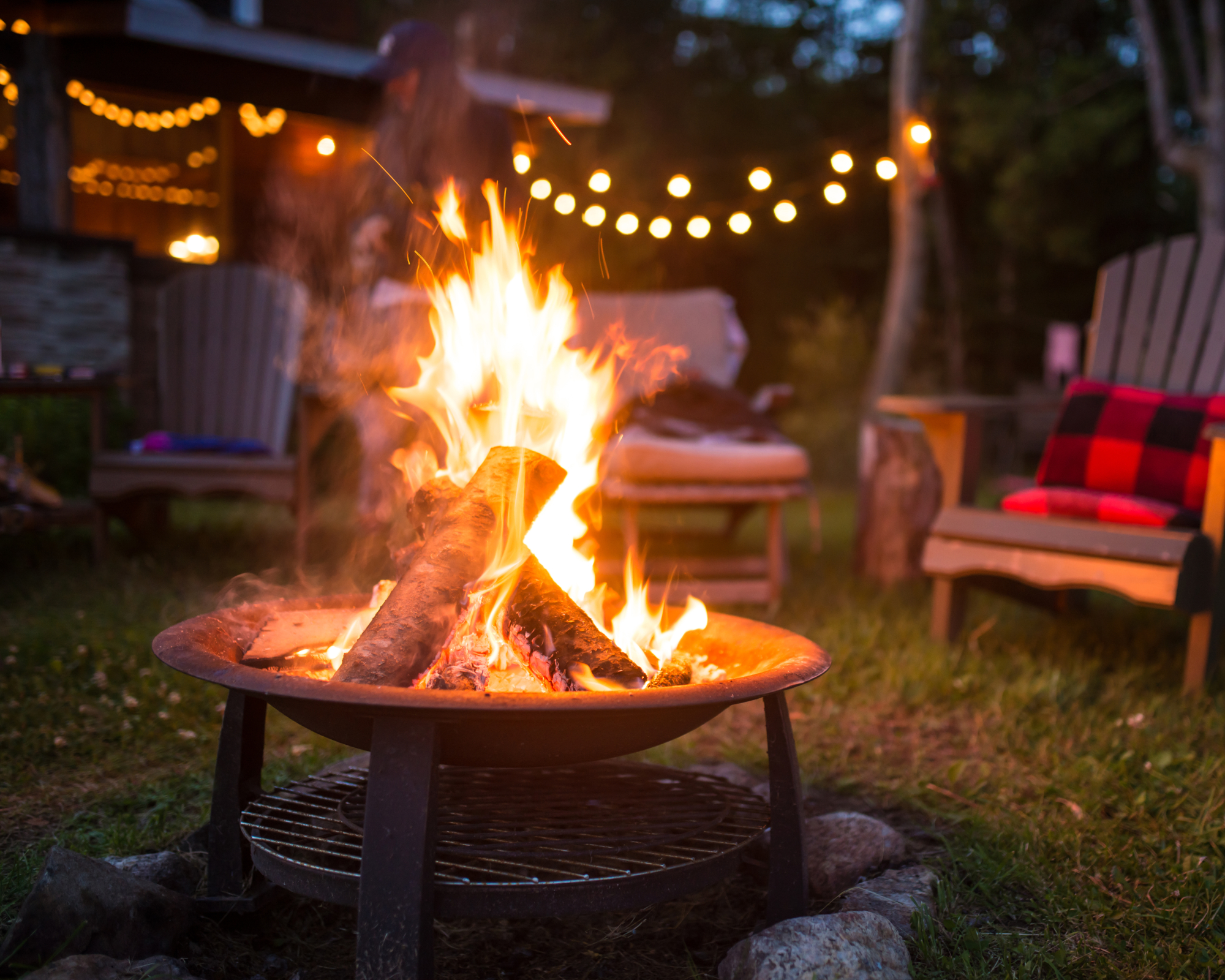 Small fire pit in backyard