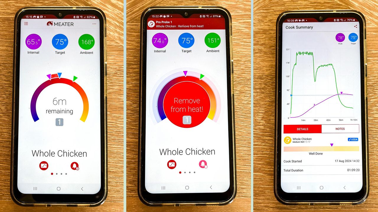 Meater Pro meat thermometer app display
