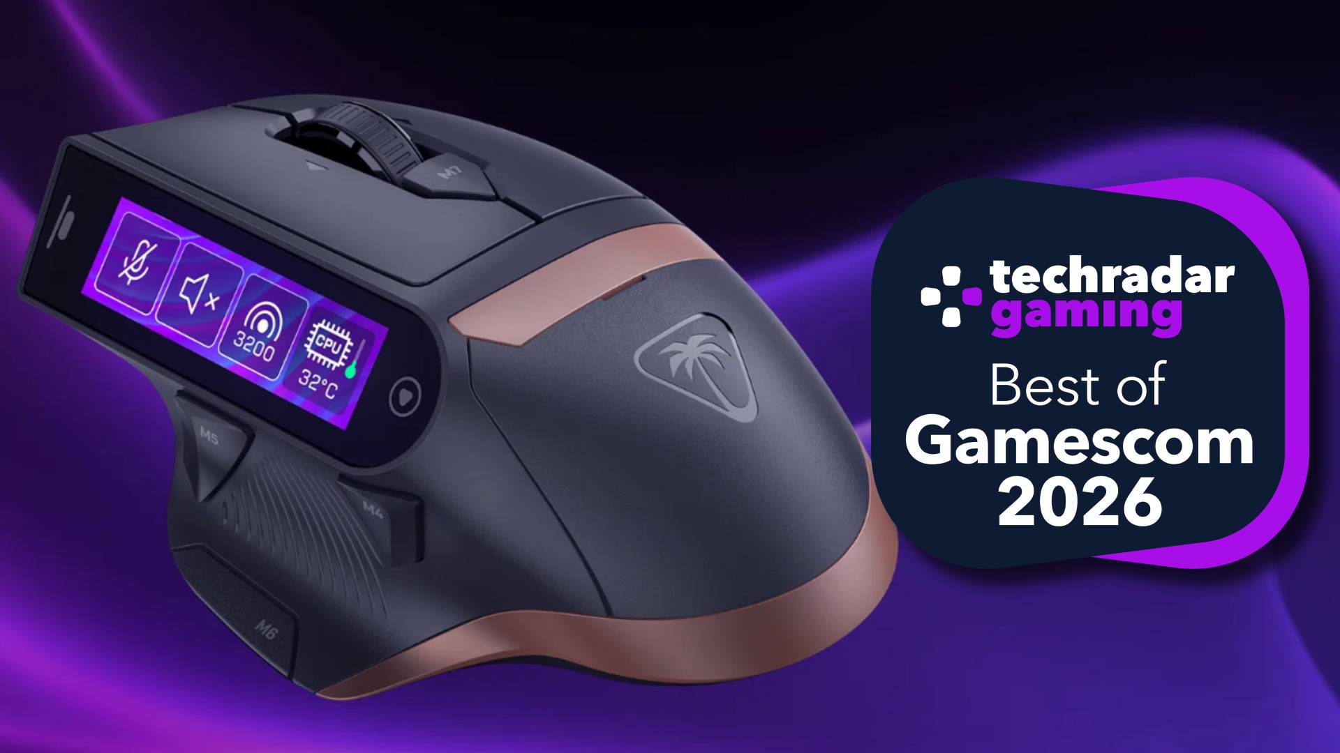 The Turtle Beach MC7 Wireless mouse with the TechRadar Gaming Best of Gamescom 2026 badge