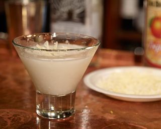 The "Supermoon" cocktail puts a twist on the classic margarita by substituting the traditional citrus mixer with cream of coconut.