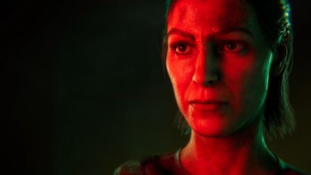 Ro Laren, lit by a red light