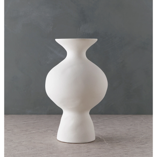 white sculptural vase