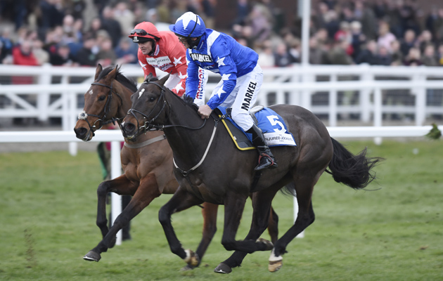 Golden Jubilee and Andrew Nicholson (nearside) finishing the charity race with Rainy Day and Clifford Baker far side