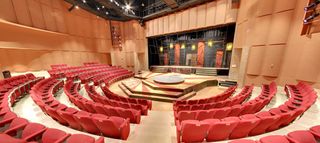 The Markel Auditorium set with thrust stage.