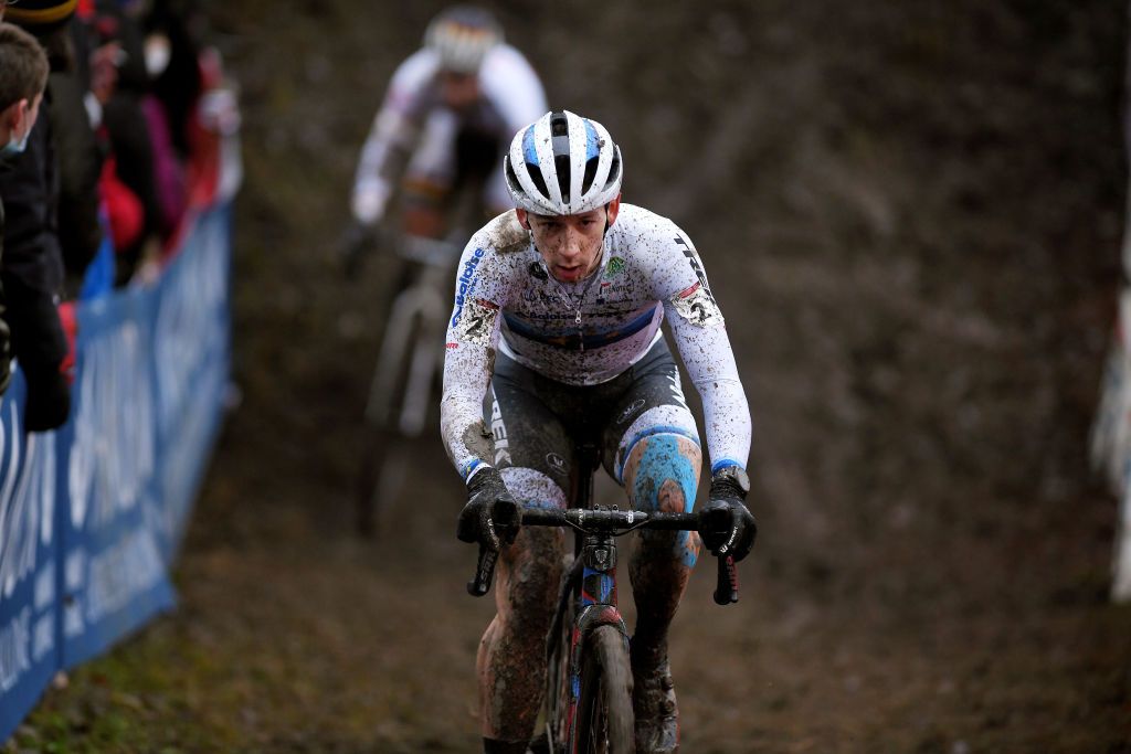 NAMUR BELGIUM DECEMBER 19 Lars Van Der Haar of Netherlands and Team Baloise Trek Lions competes during the 13th Namur UCI CycloCross Worldcup 2021 Mens Elite UCIWT on December 19 2021 in Namur Belgium Photo by Luc ClaessenGetty Images