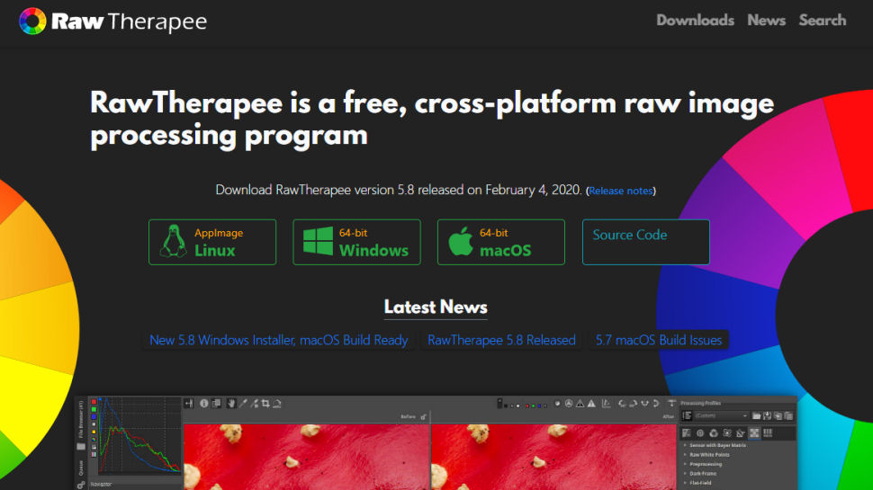 Website screenshot for RawTherapee