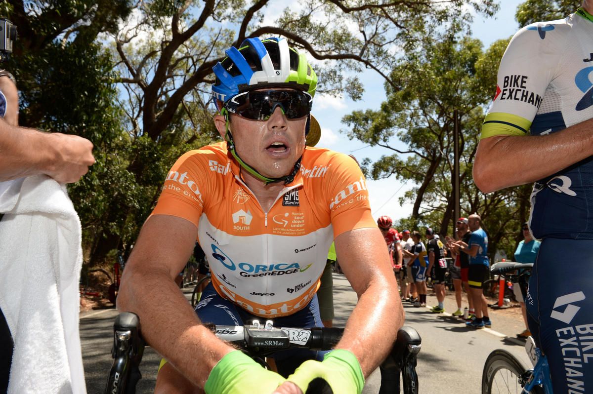 Simon Gerrans after holding onto ochre