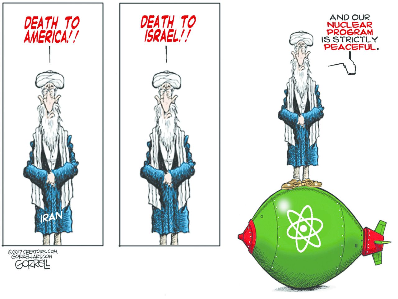 Political Cartoon International Iran Nuclear Program not peaceful