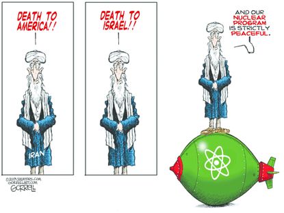 Political Cartoon International Iran Nuclear Program not peaceful