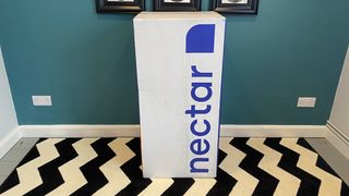 Nectra mattress review: image shows a Nectar mattress box ready for unboxing