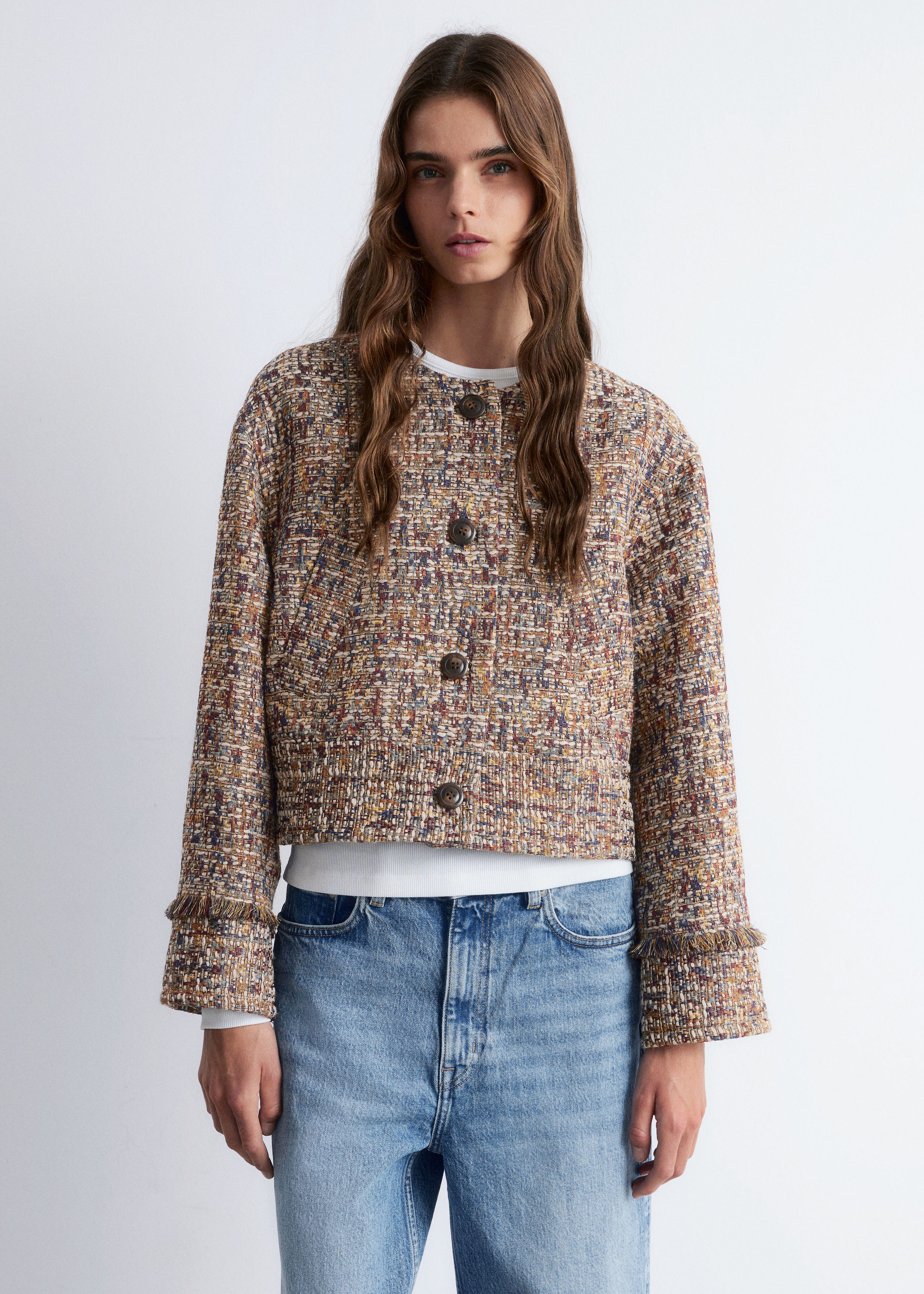 Cropped Bouclé Jacket