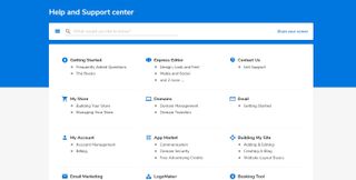 Sitebuilder's online help and support center homepage