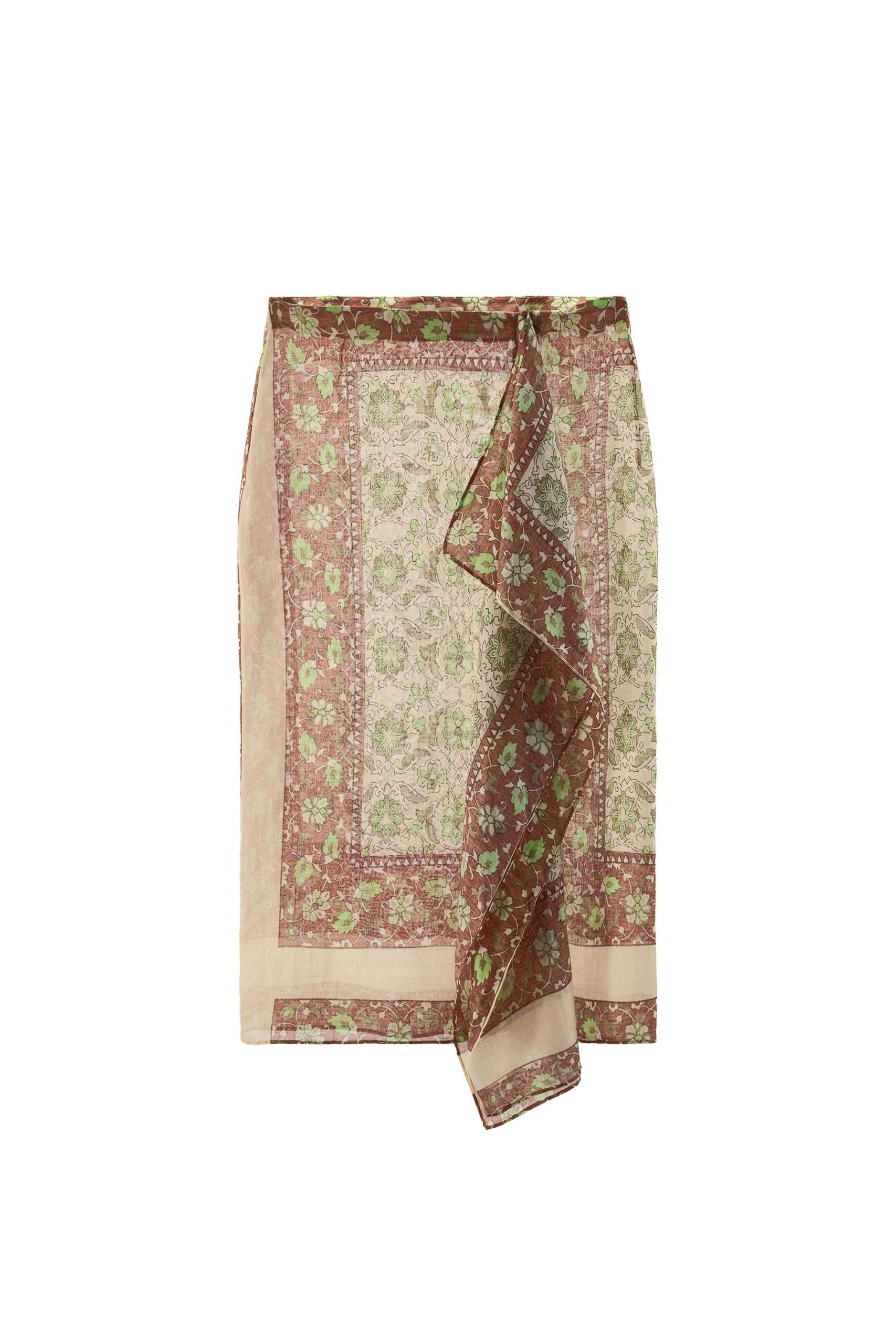 ZARA, Printed Ramie Sarong Skirt