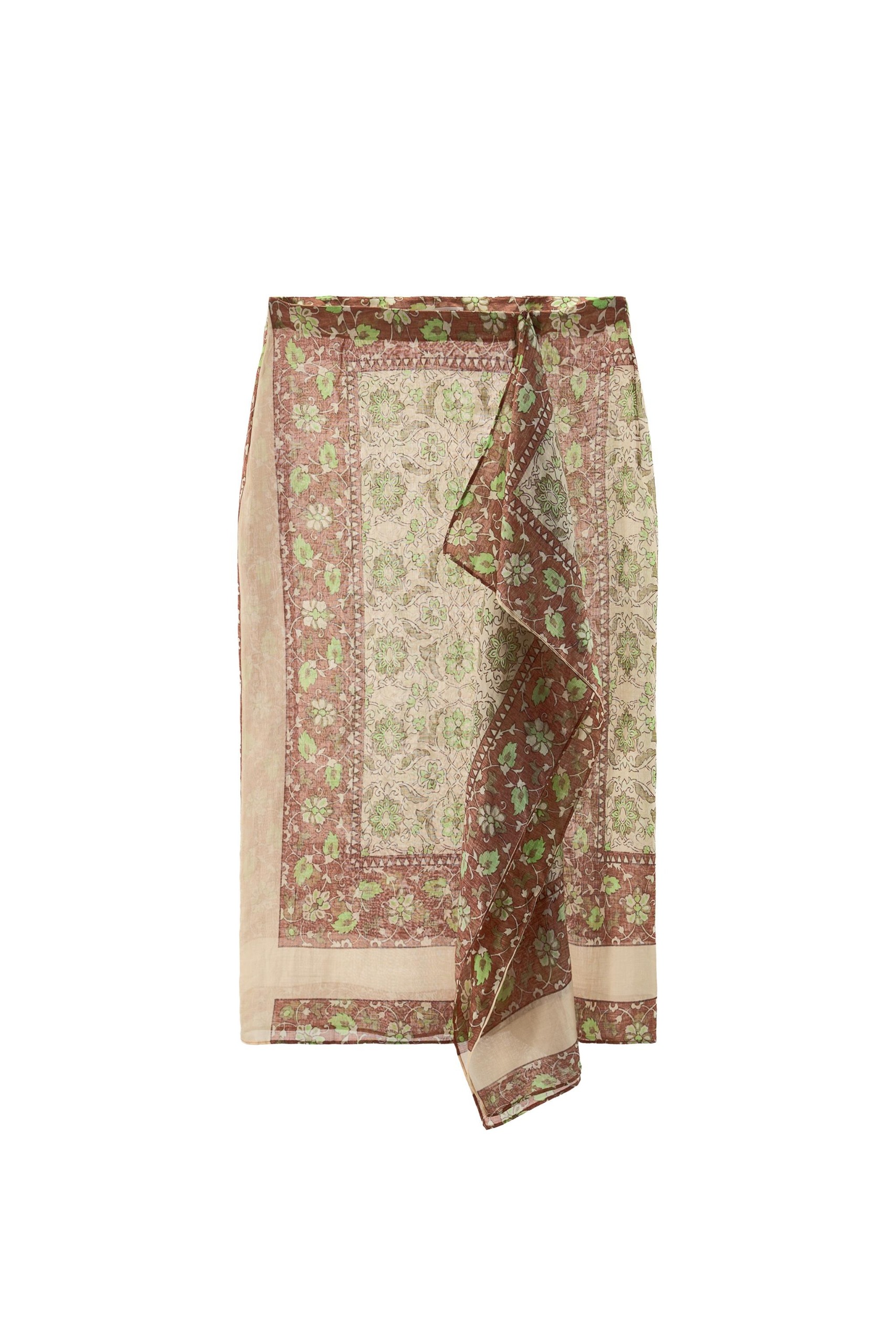 ZARA, Printed Ramie Sarong Skirt