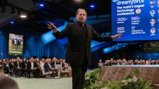 Salesforce CEO Marc Benioff pictured during his keynote presentation at the 2025 Dreamforce conference at the Moscone Center, San Francisco, USA.