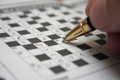Person solving crossword.