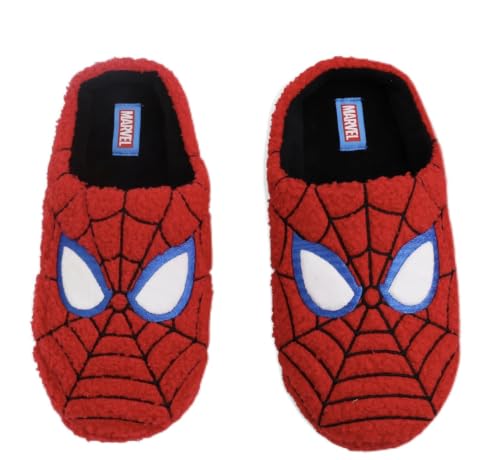 Marvel Spiderman Slippers for Men, Fluffy Mens House Shoes, 9/10, Red