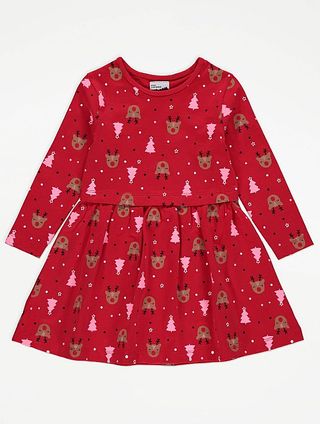 red reindeer Christmas dress