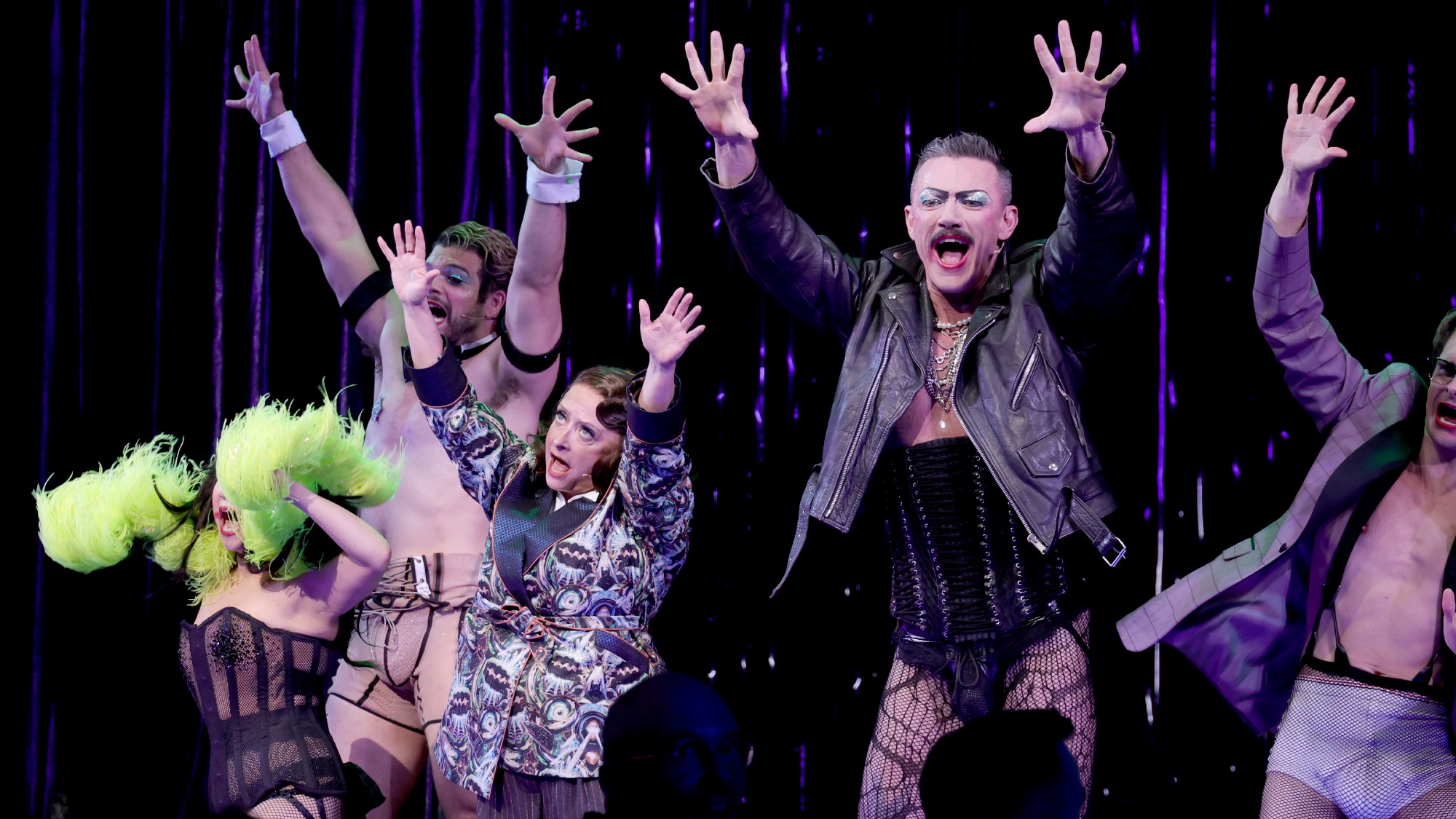 Luke Evans and Rachel Dratch during the curtain call for 'Rocky Horror Show' on Broadway